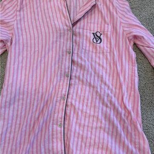 Victoria's Secret Pink and Silver Striped Nightgown Vintage